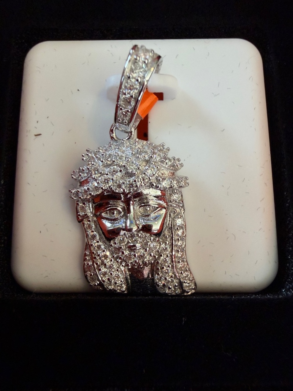 Sterling 925 silver Moissanite Jesus pendant  1”